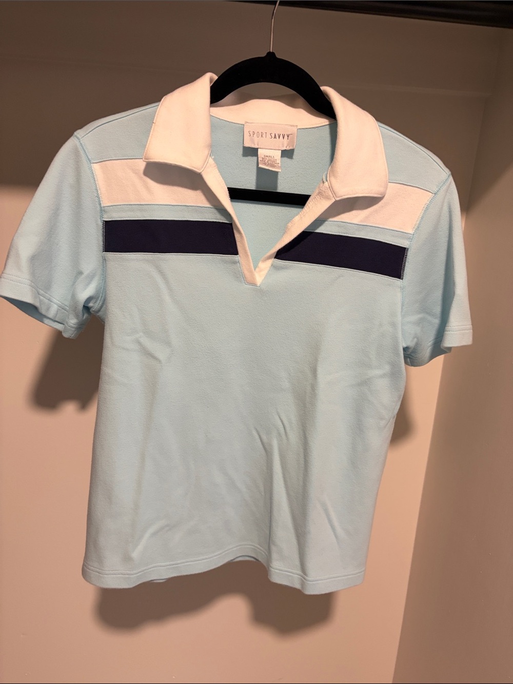 Sport Savvy Women's Light Blue Short Sleeve Polo Tee